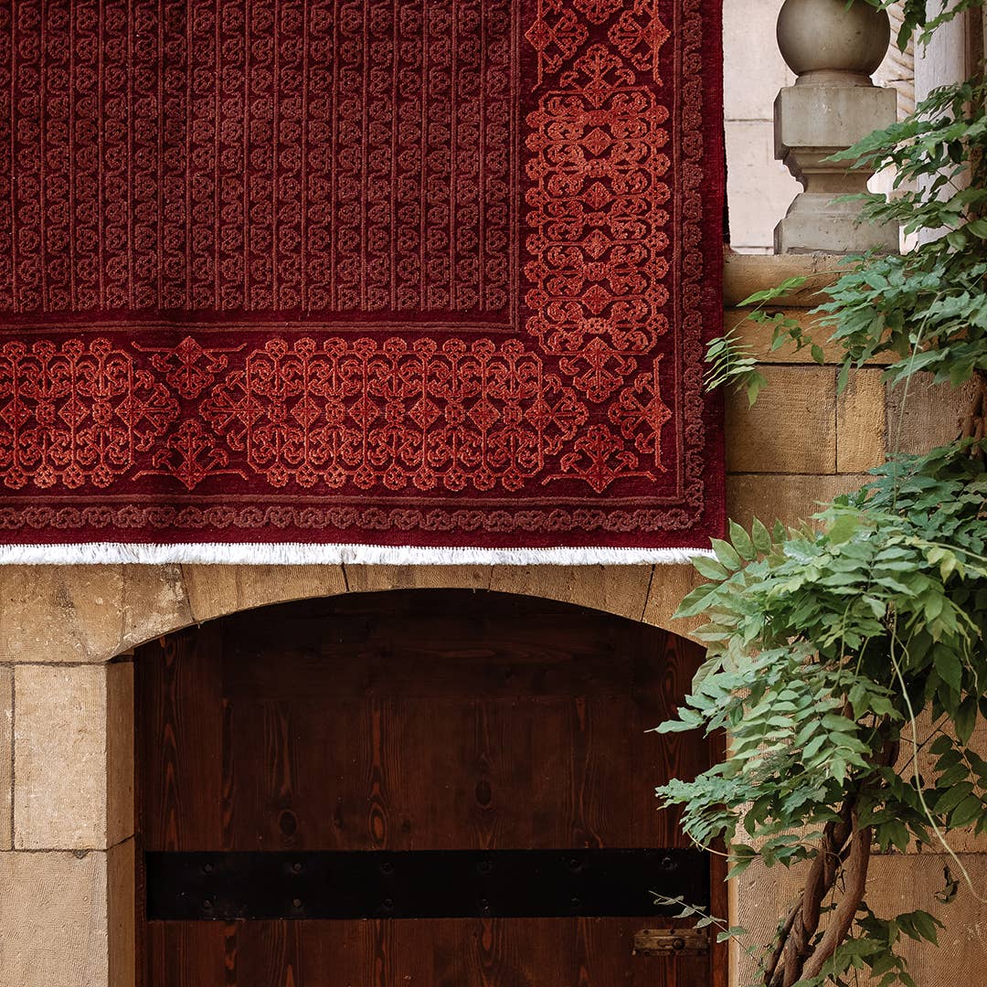 Red Arabesque hand-knotted carpet