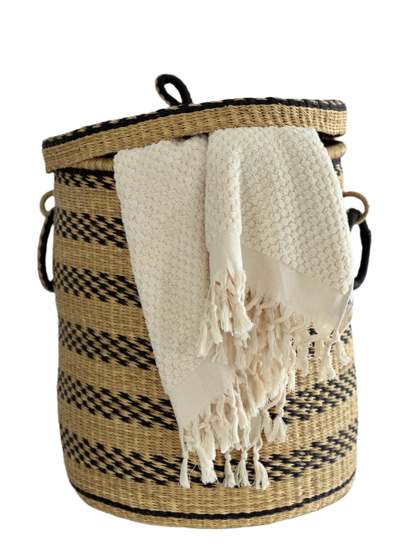 Bolga Hamper Basket - Stripe