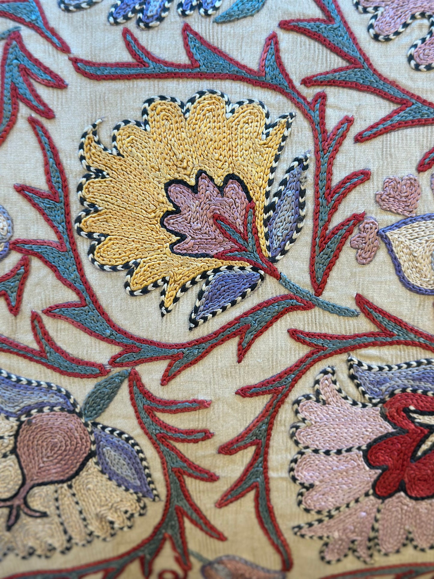 Suzani Climbing Roses Lumbar Cushion Cover