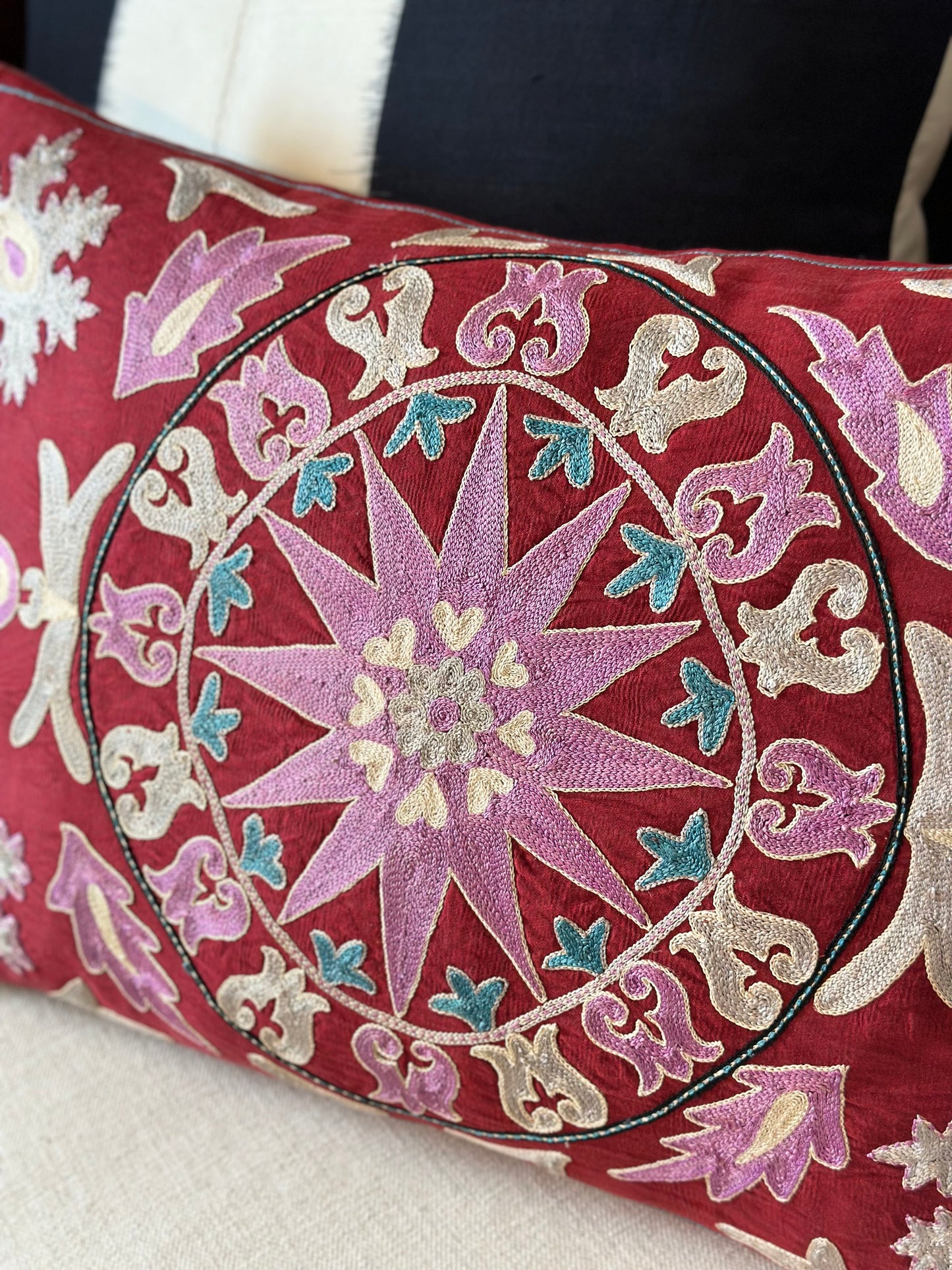 Suzani Star Lumbar Cushion Cover