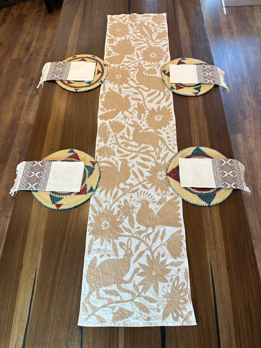 Otomi Embroidered Table Runner Keep it Neutral