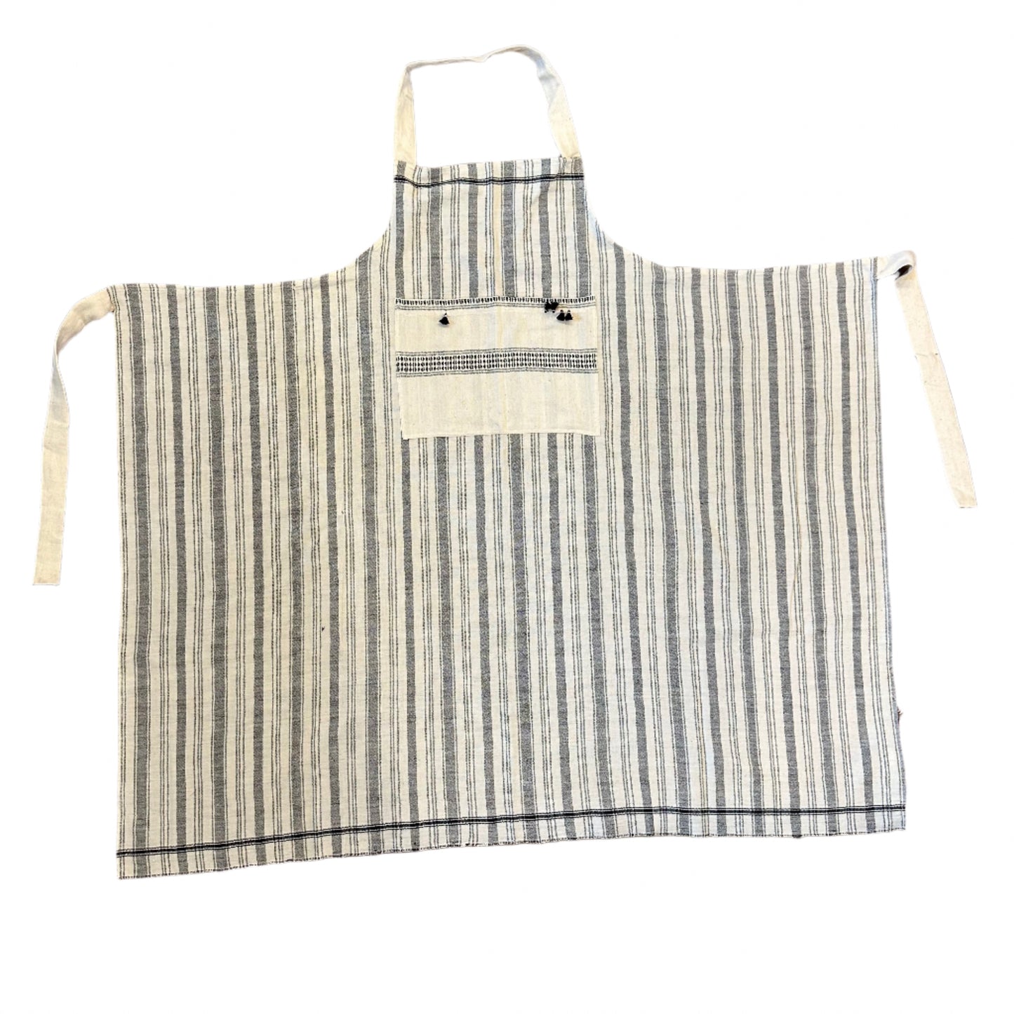 Injiri Rebari Apron - Striped Black and Ivory