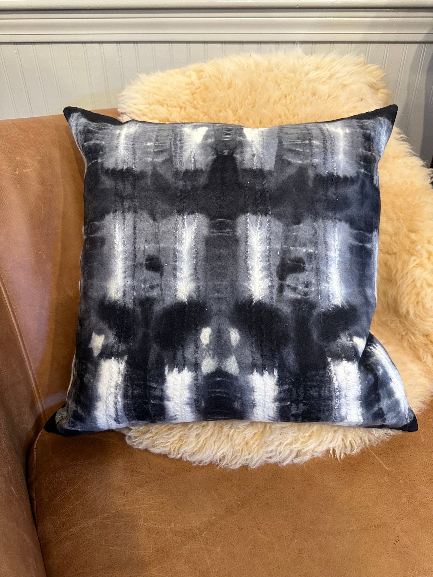 Adire Felted Pillow Cover