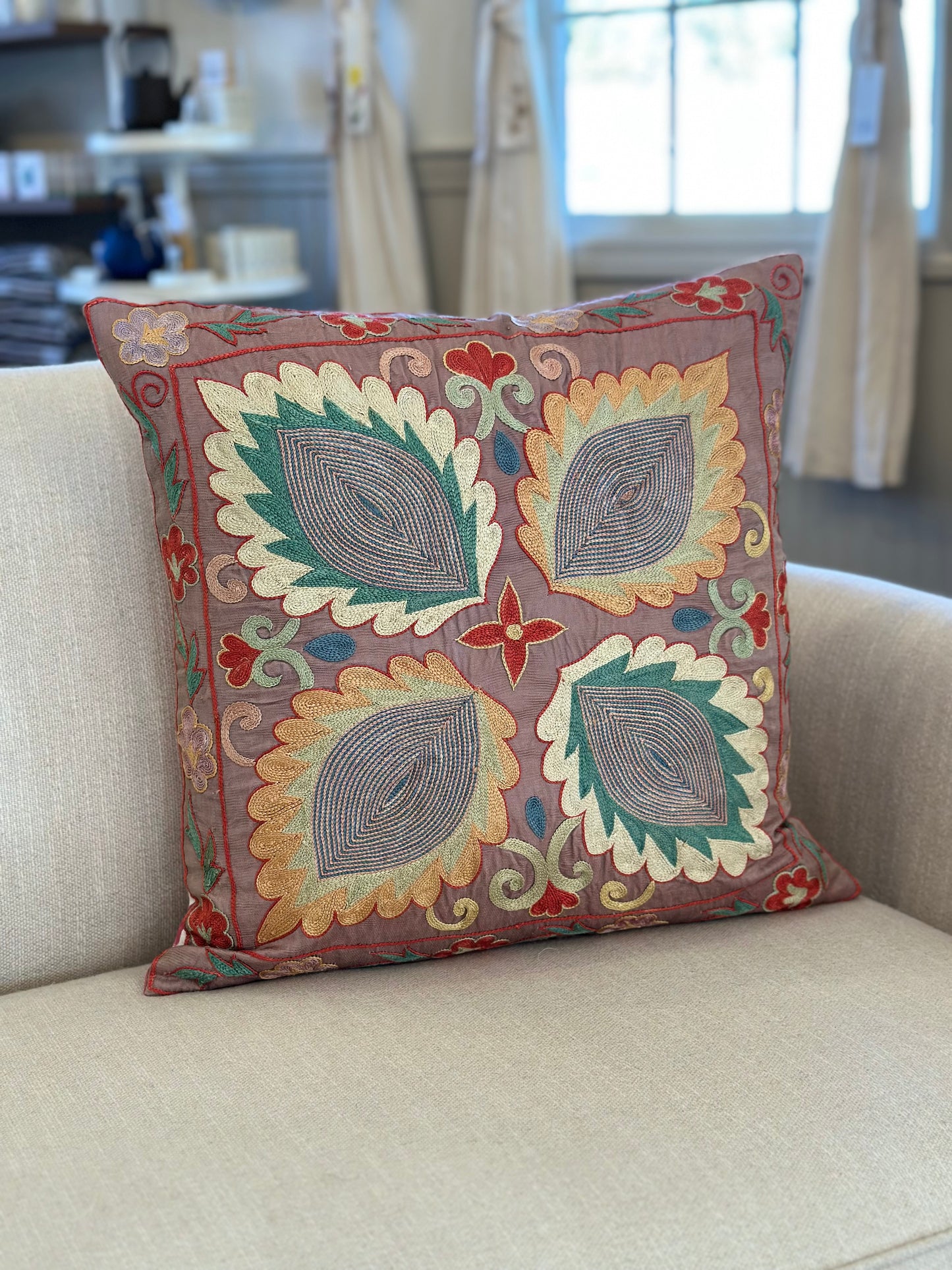 Suzani Leafy Lavender Cushion Cover