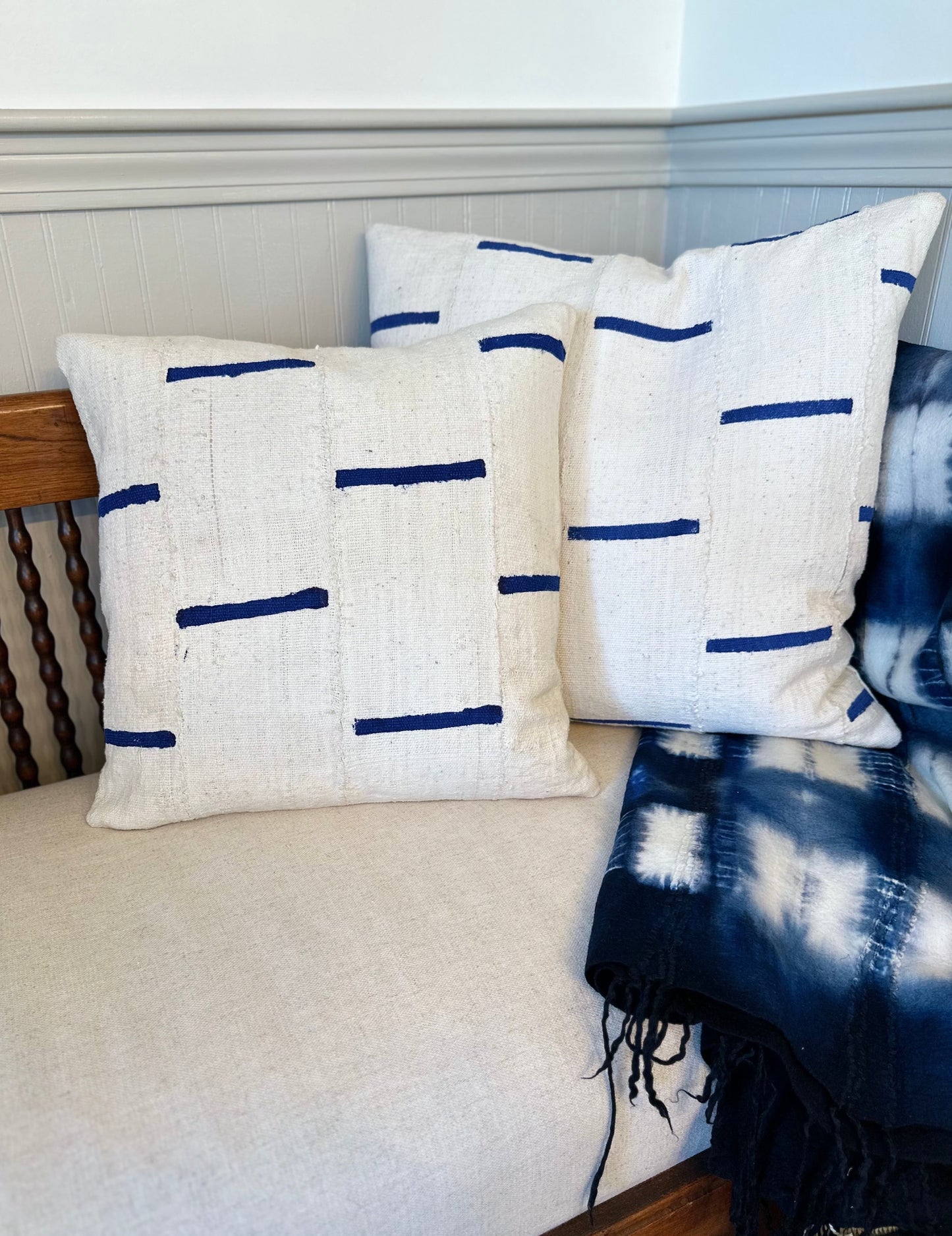 Taaru Mud Cloth Pillow Covers - Painterly Stripes