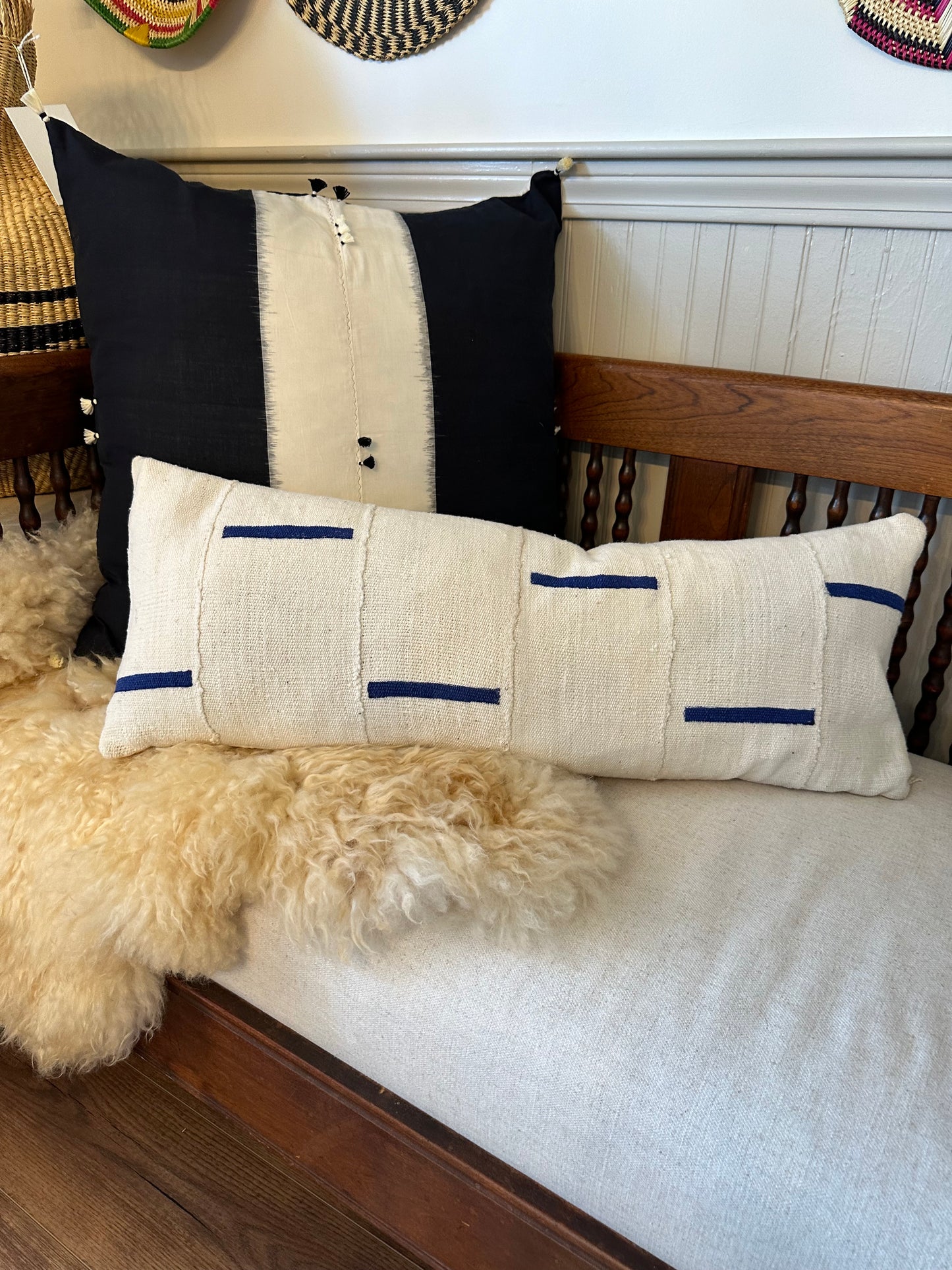 Taaru Mud Cloth Pillow Covers - Painterly Stripes