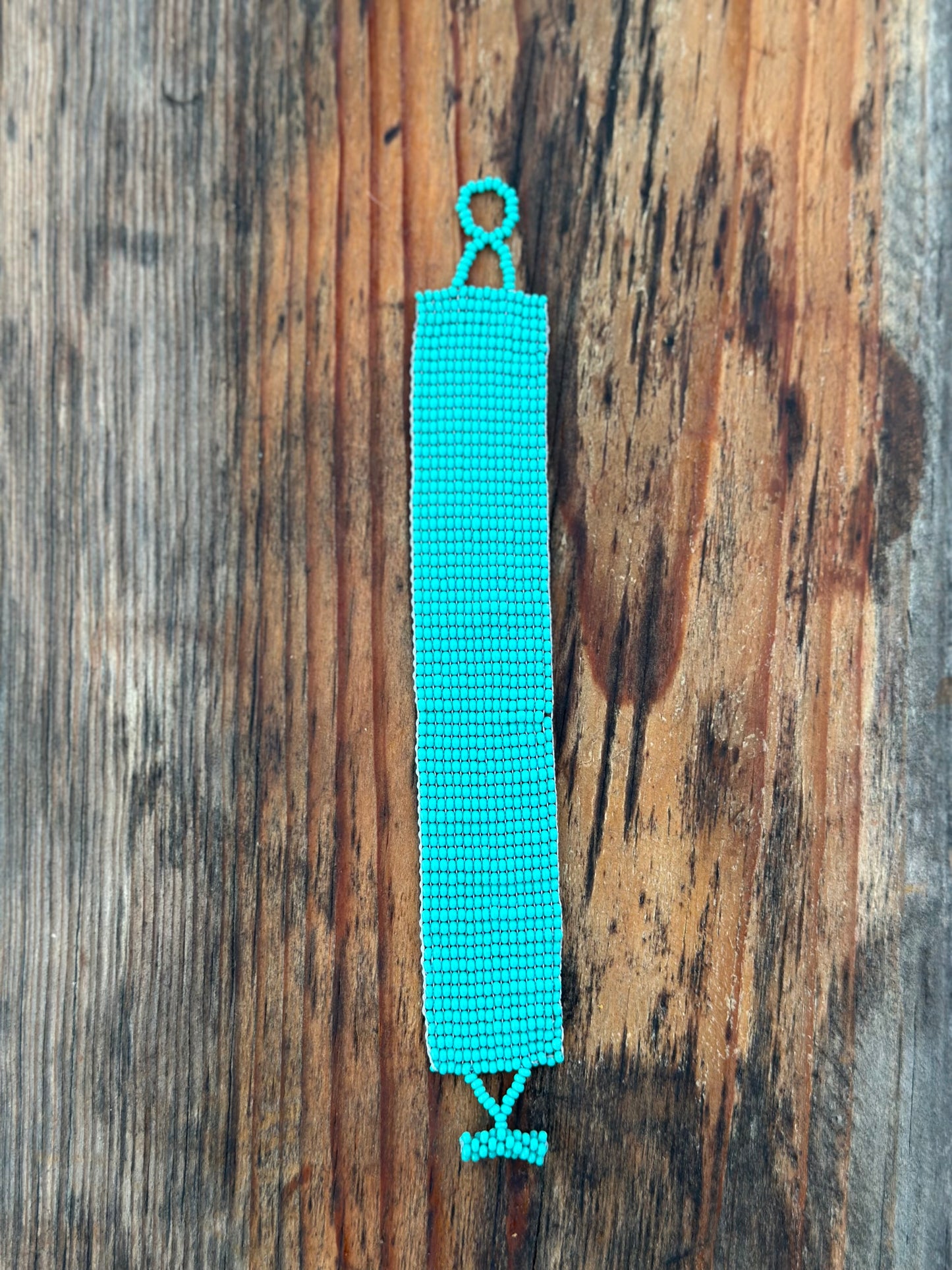 Turq Solid Beaded Cuff