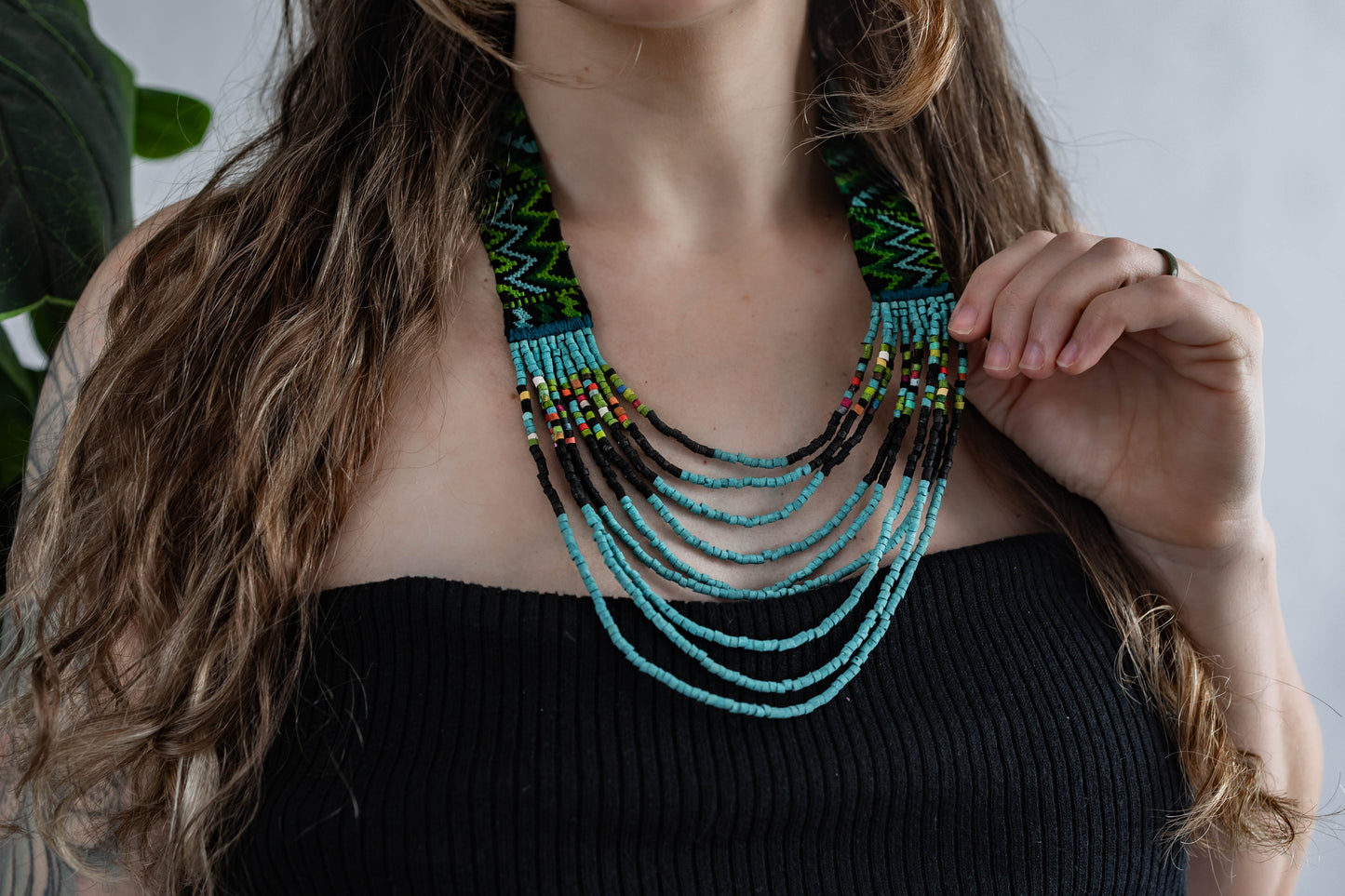 Ixchel Textile & Ceramic Necklace