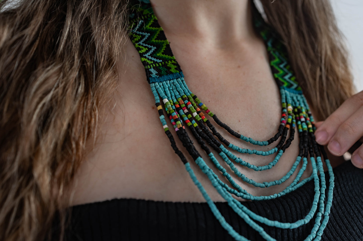 Ixchel Textile & Ceramic Necklace