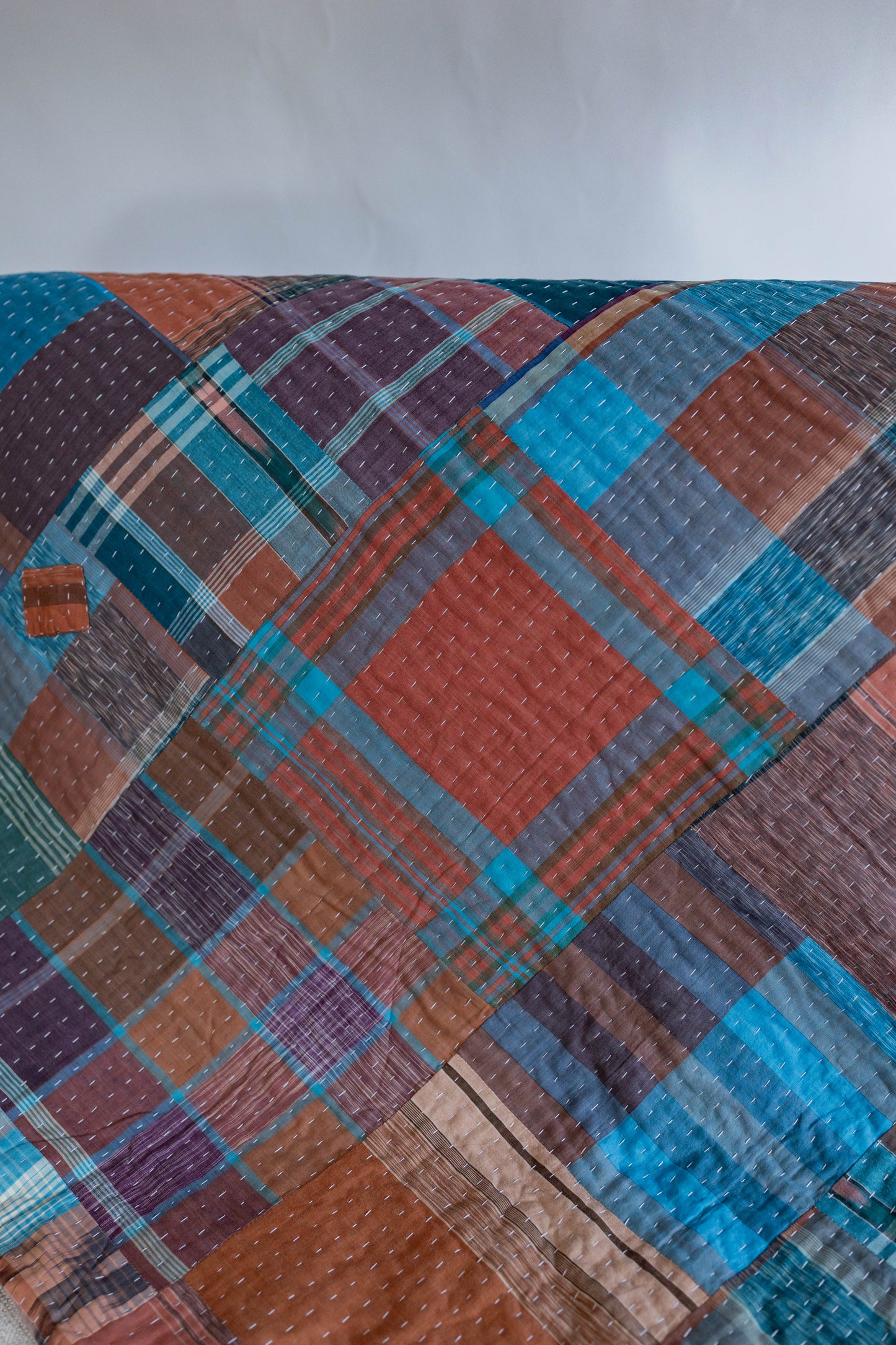 Plaid Kantha Quilt