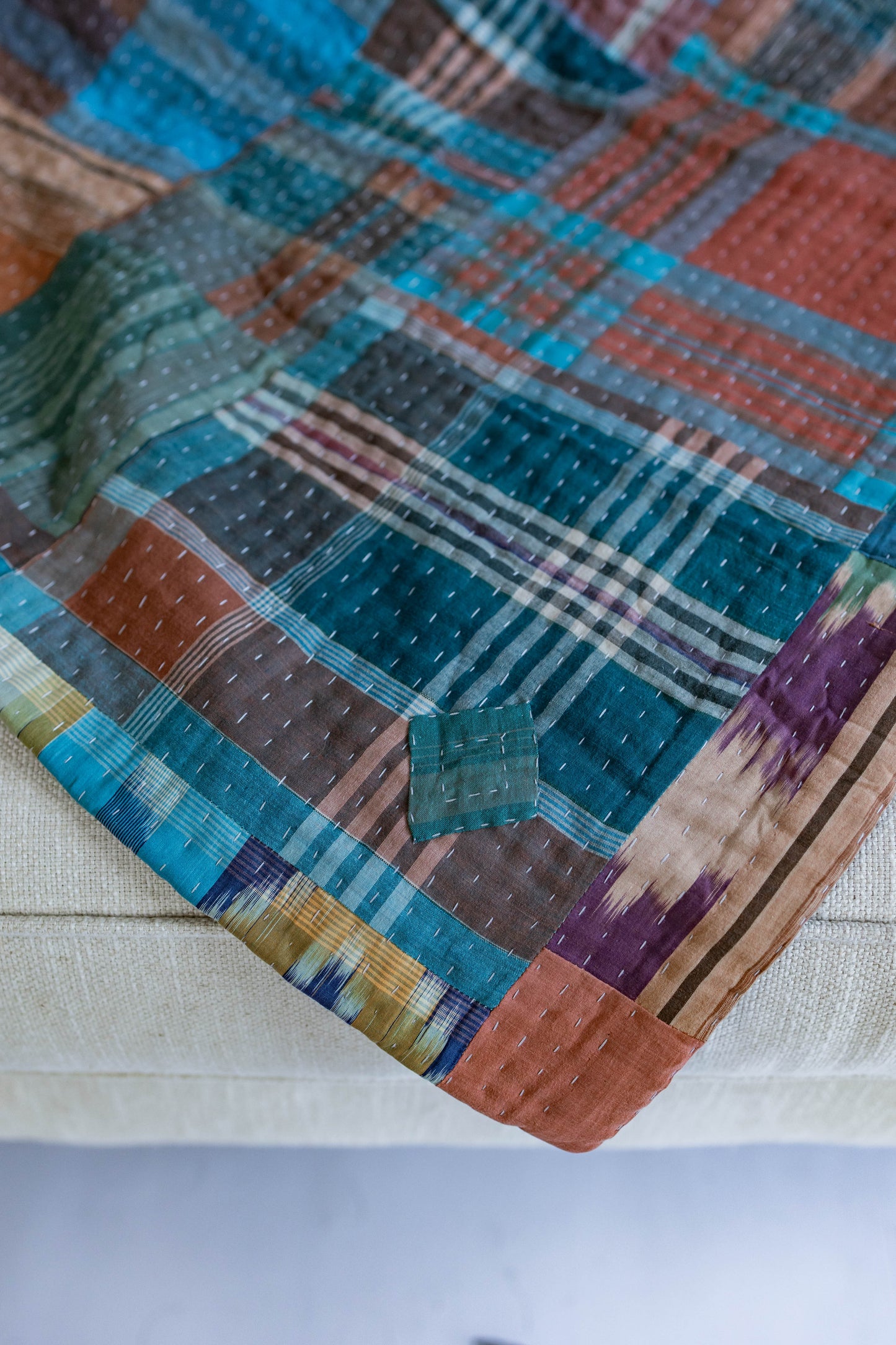 Plaid Kantha Quilt
