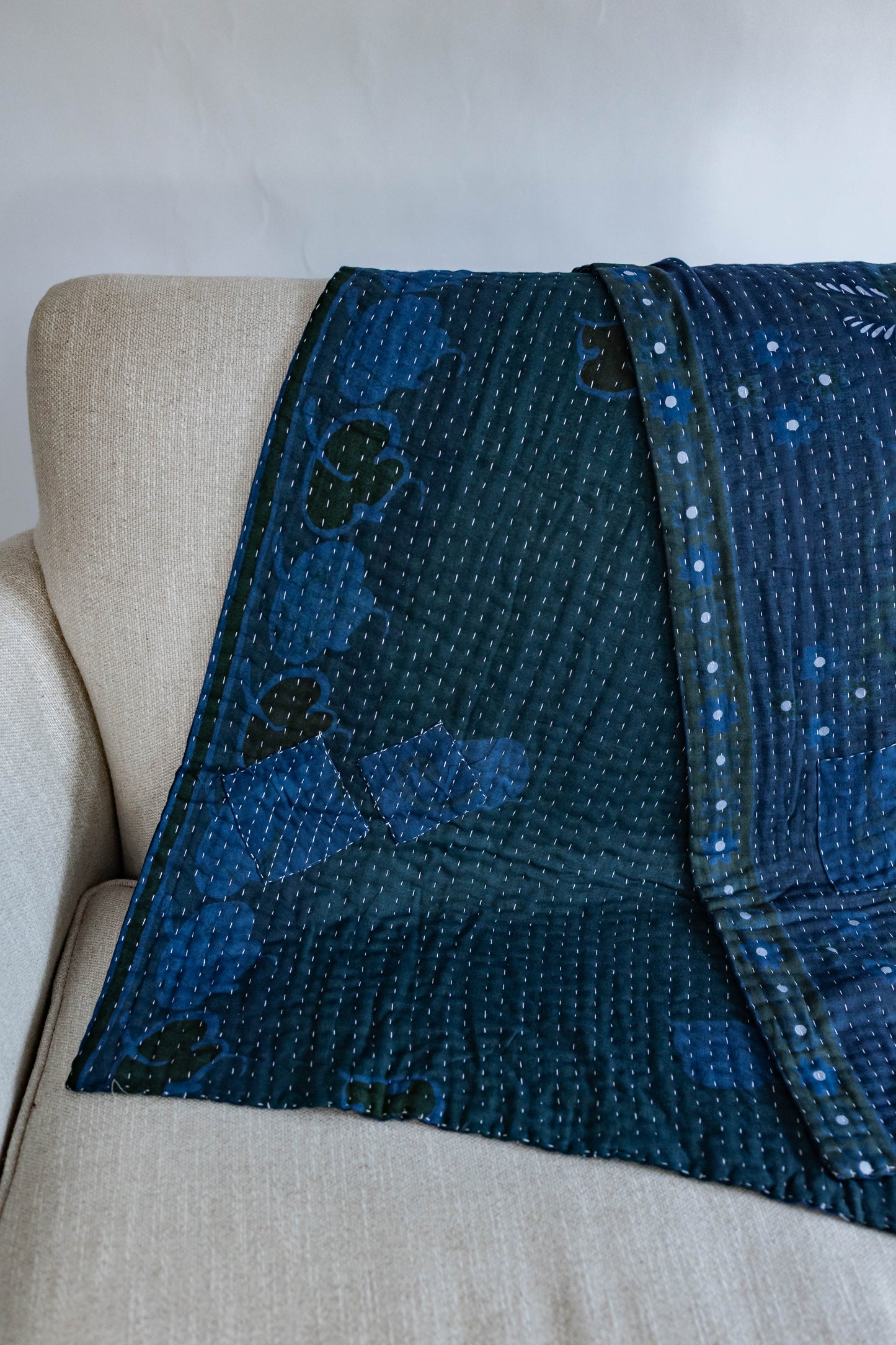 Overdyed Sari Kantha Quilt