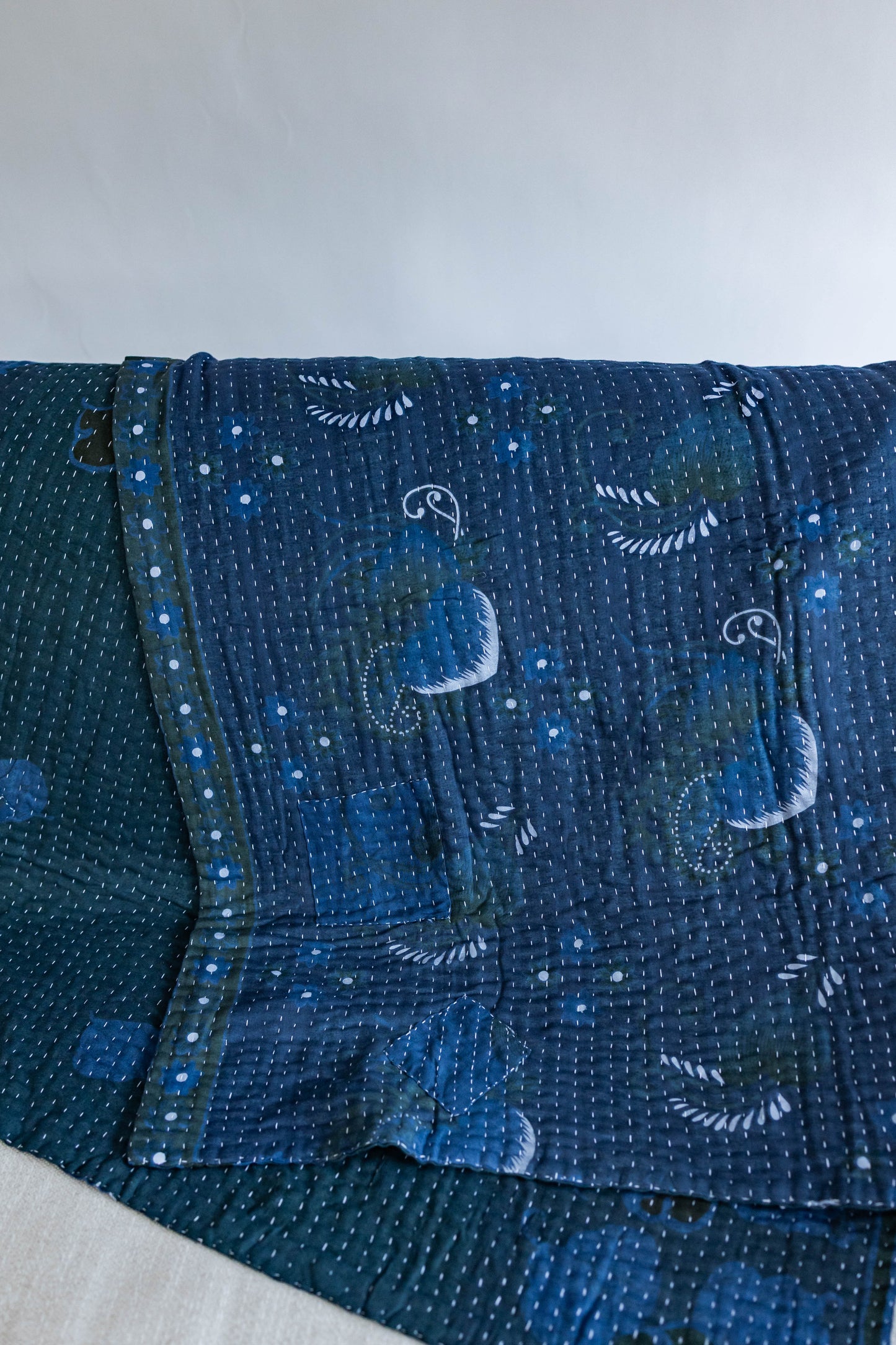 Overdyed Sari Kantha Quilt