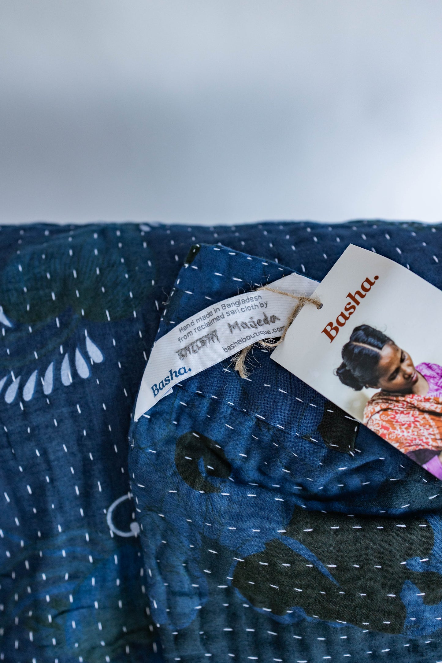 Overdyed Sari Kantha Quilt