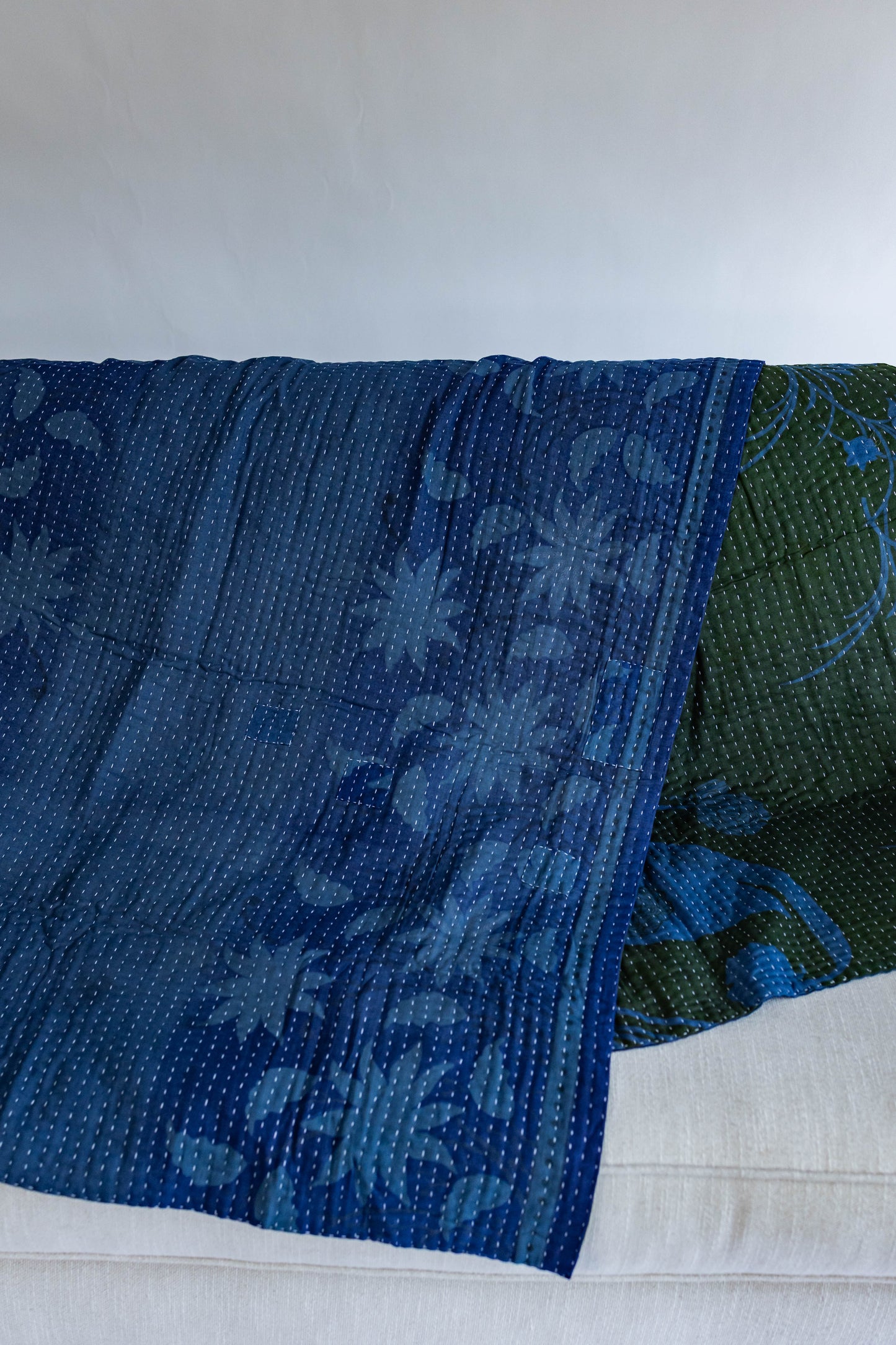 Overdyed Sari Kantha Quilt