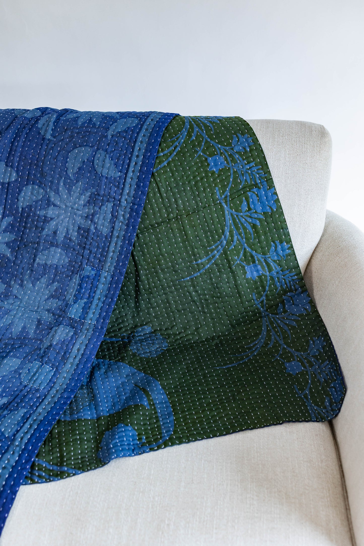 Overdyed Sari Kantha Quilt