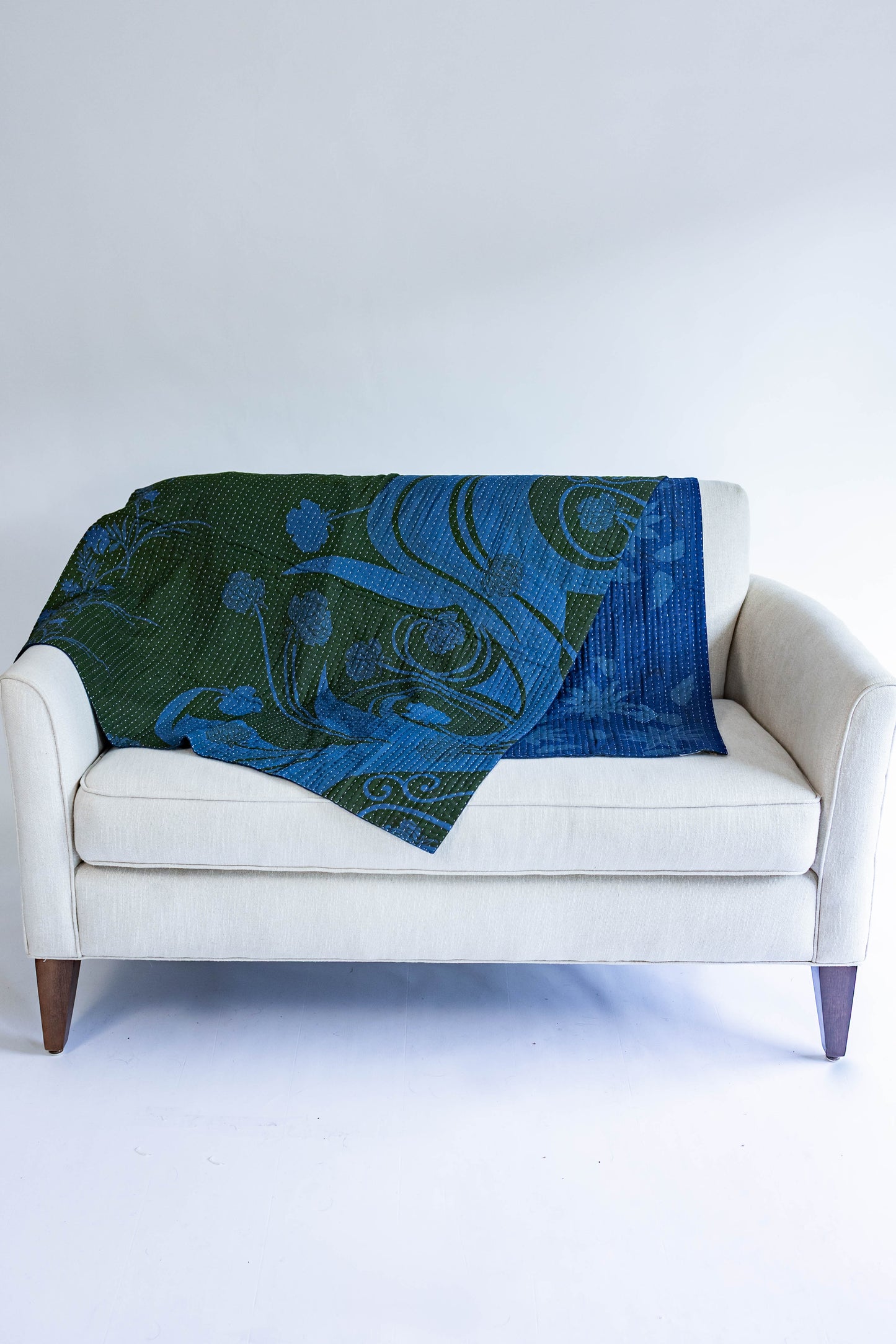 Overdyed Sari Kantha Quilt