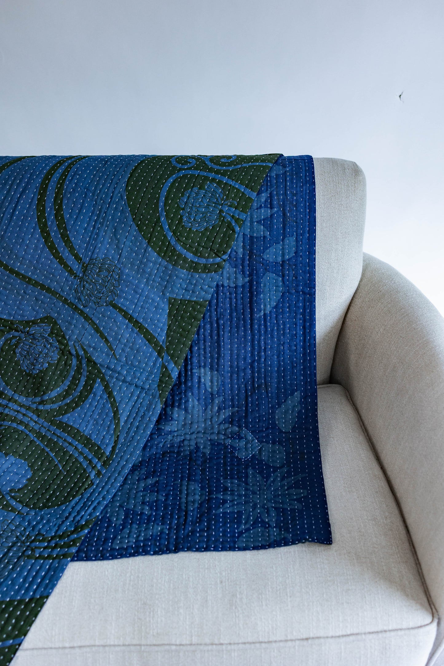 Overdyed Sari Kantha Quilt