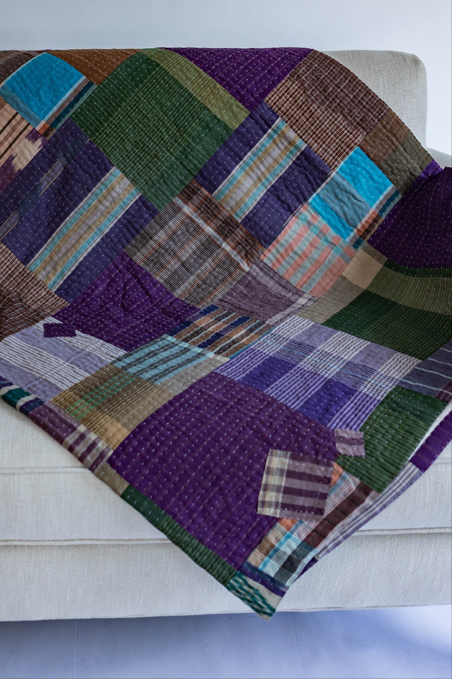 Plaid Kantha Quilt