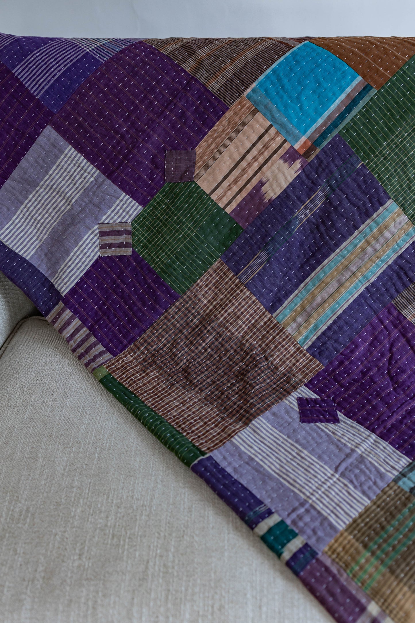 Plaid Kantha Quilt