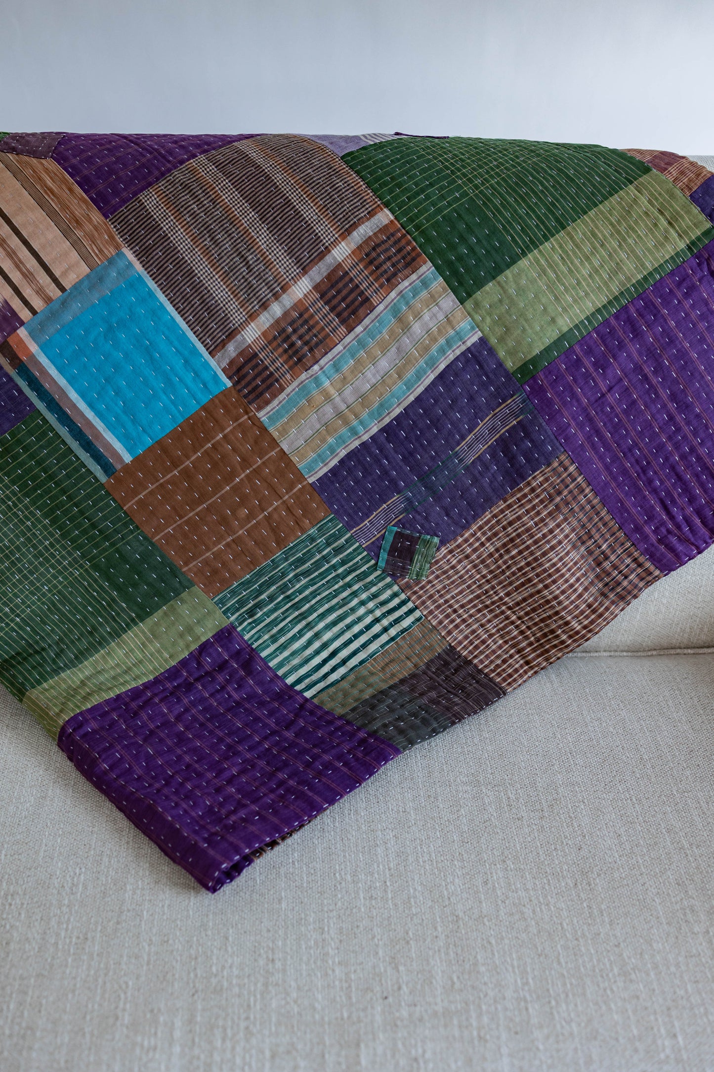 Plaid Kantha Quilt