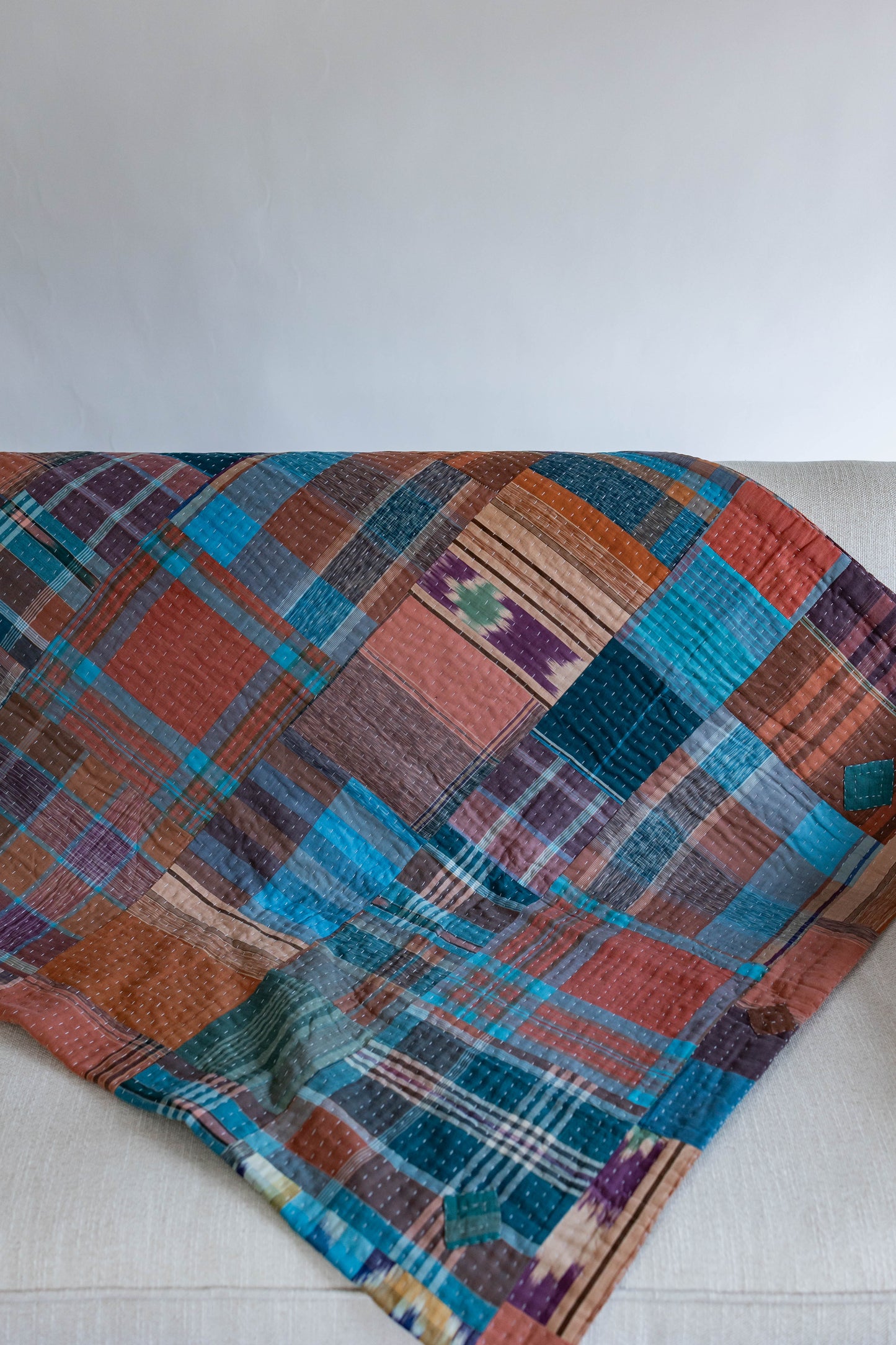 Plaid Kantha Quilt