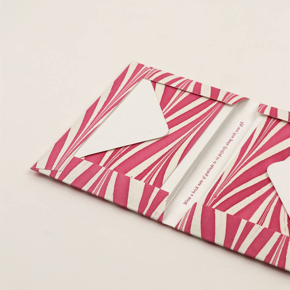 Pink Hand Marbled Greeting Card Set