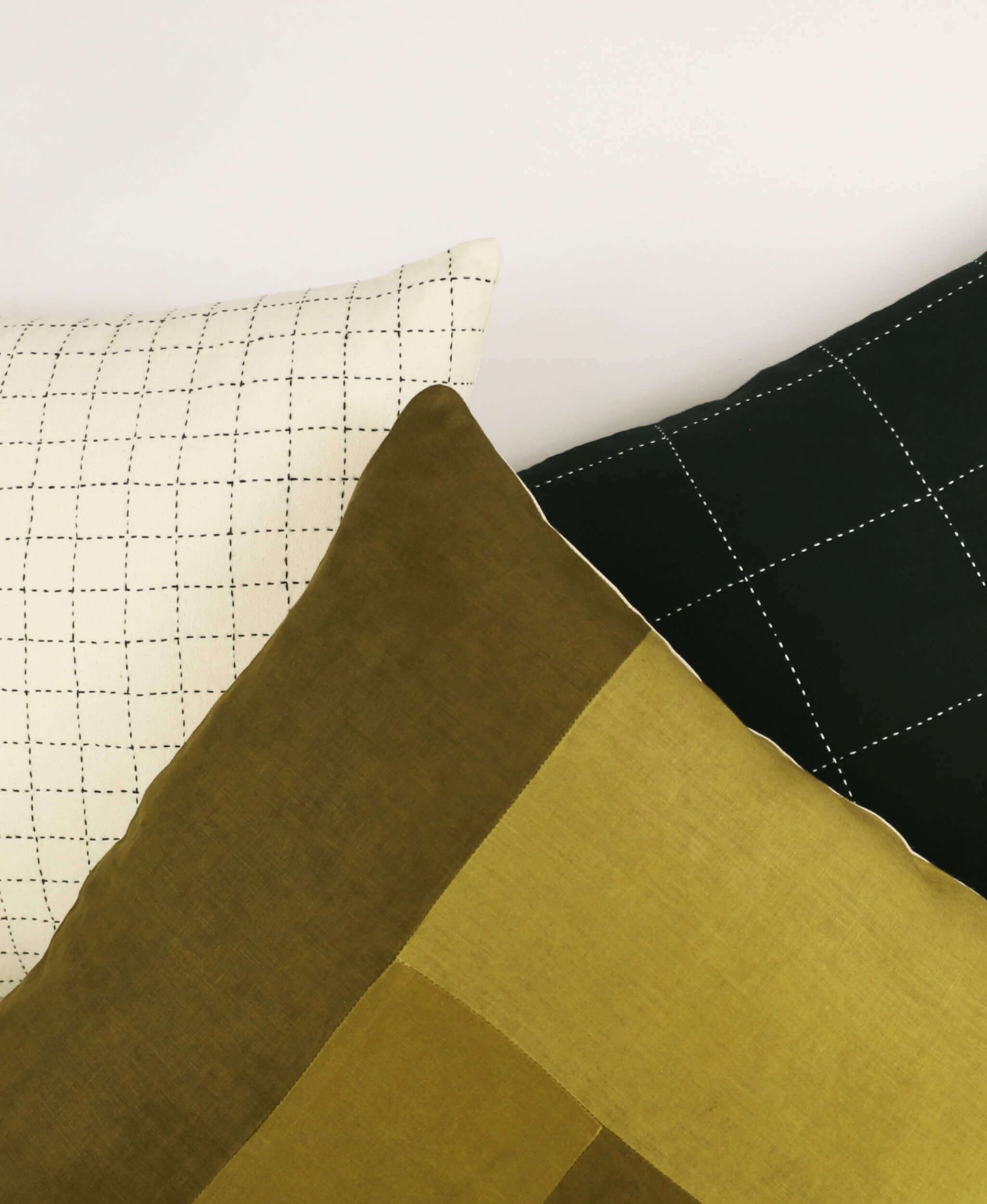 Naturally Dyed Colorblock Throw Pillow Green