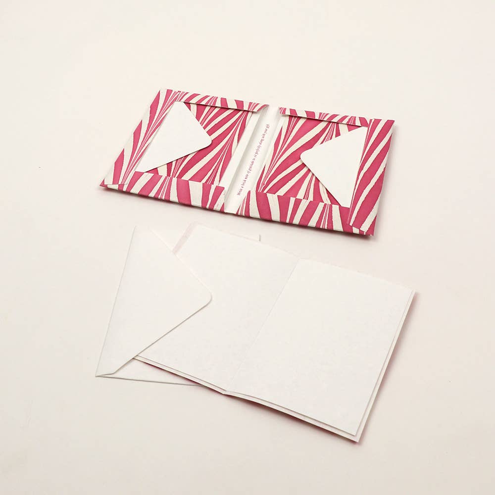 Pink Hand Marbled Greeting Card Set