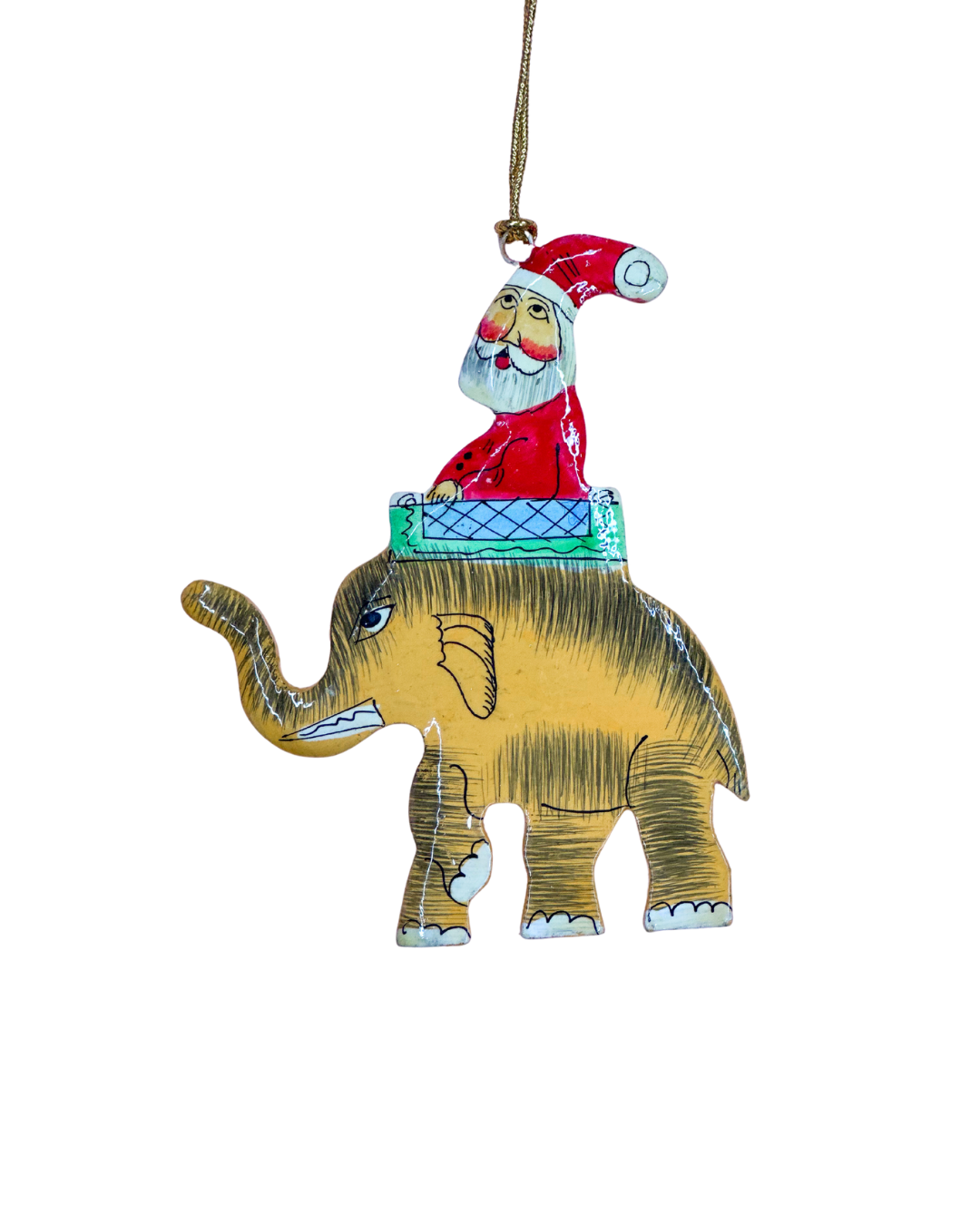 Santa Rides an Elephant Ornament