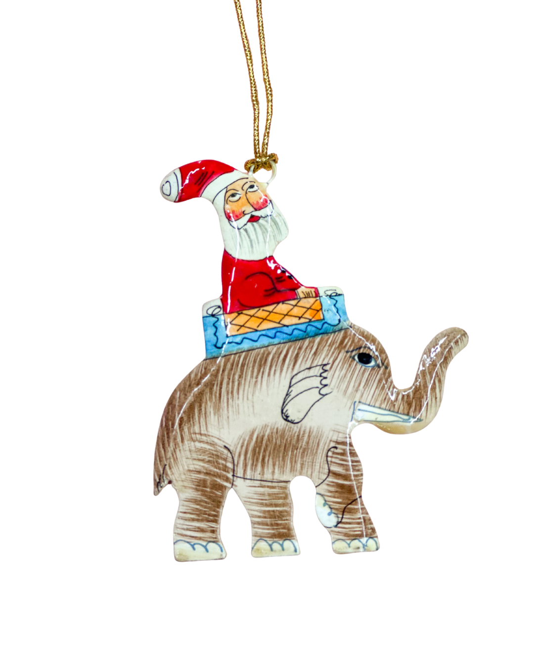 Santa Rides an Elephant Ornament