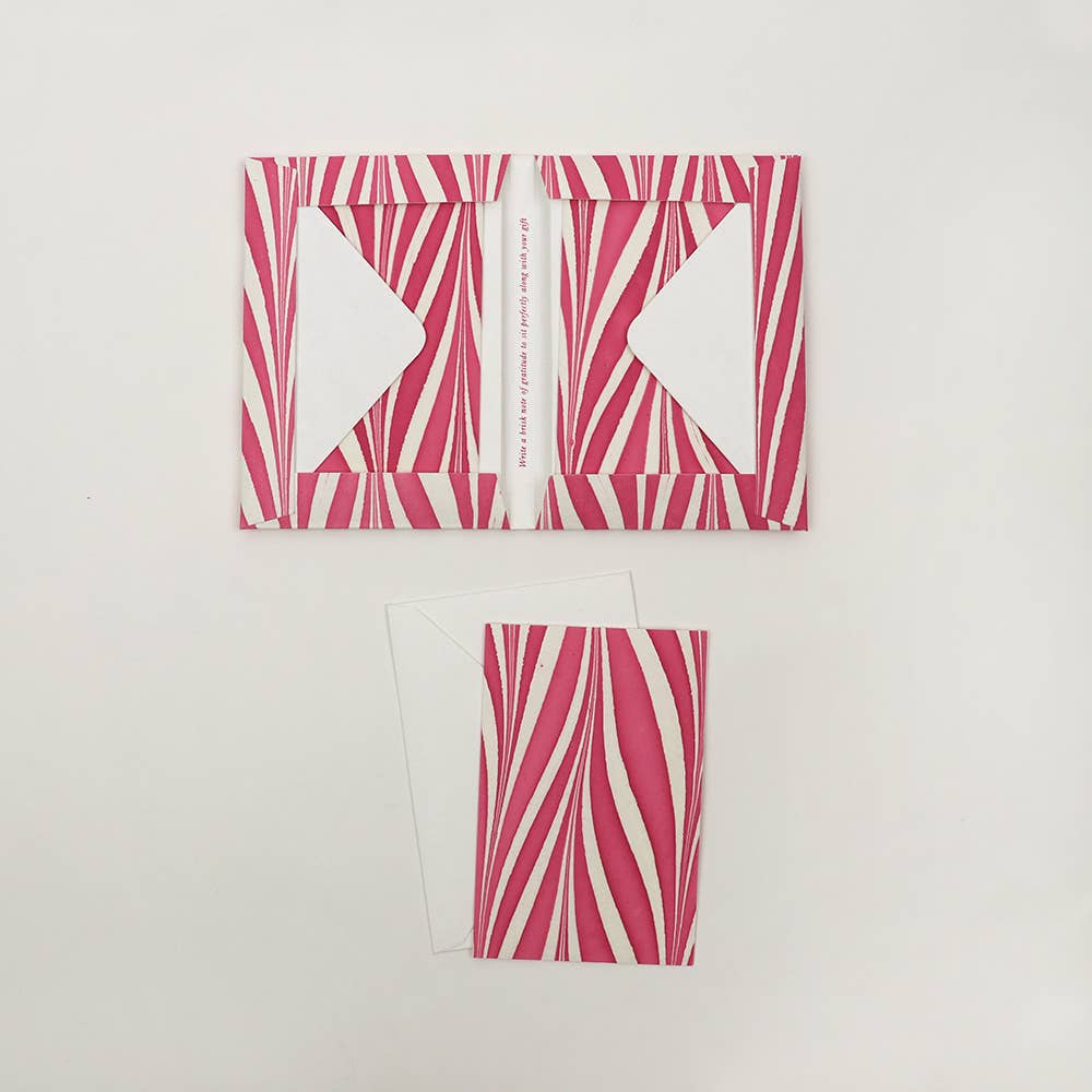 Pink Hand Marbled Greeting Card Set
