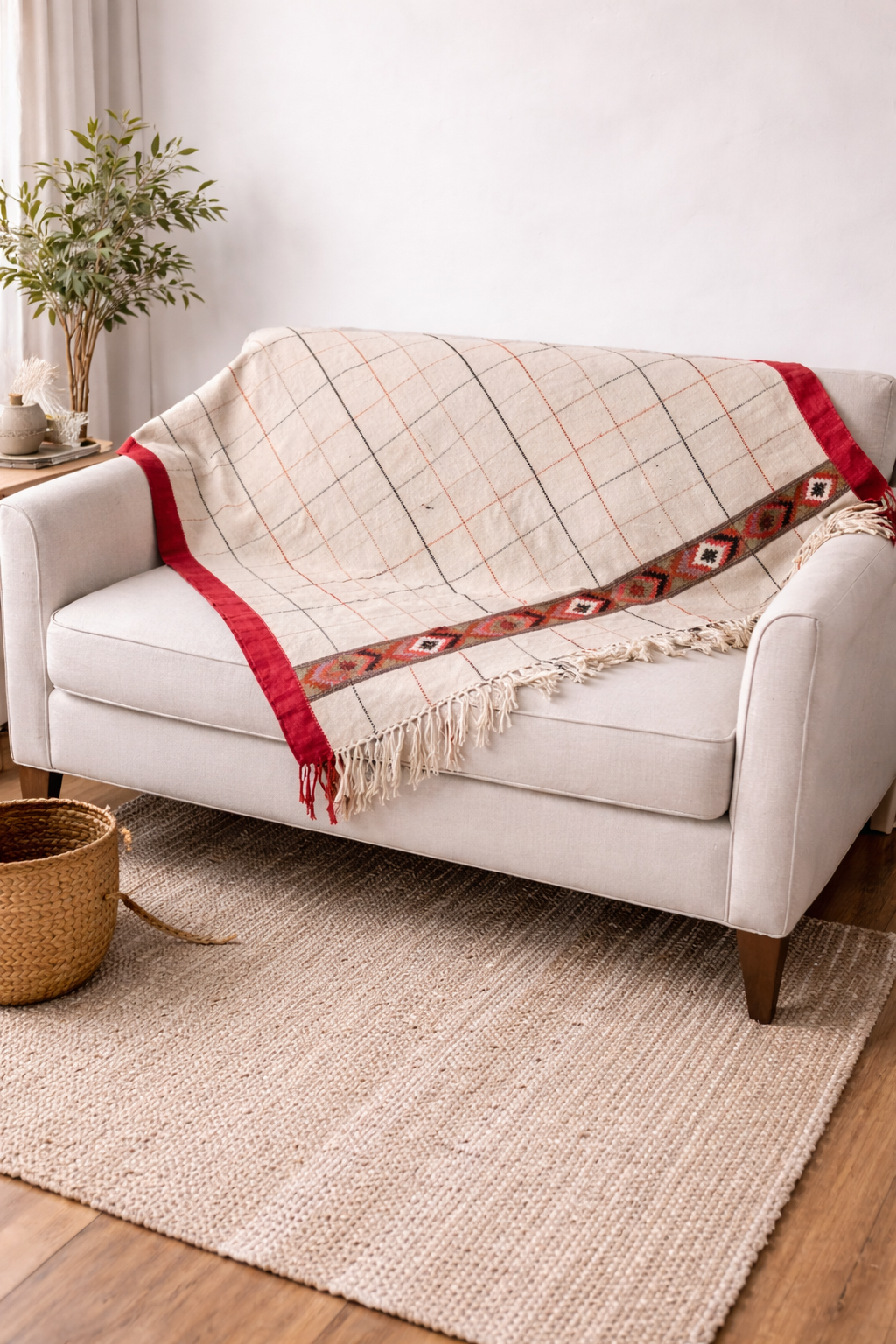 Windowpane Plaid Throw