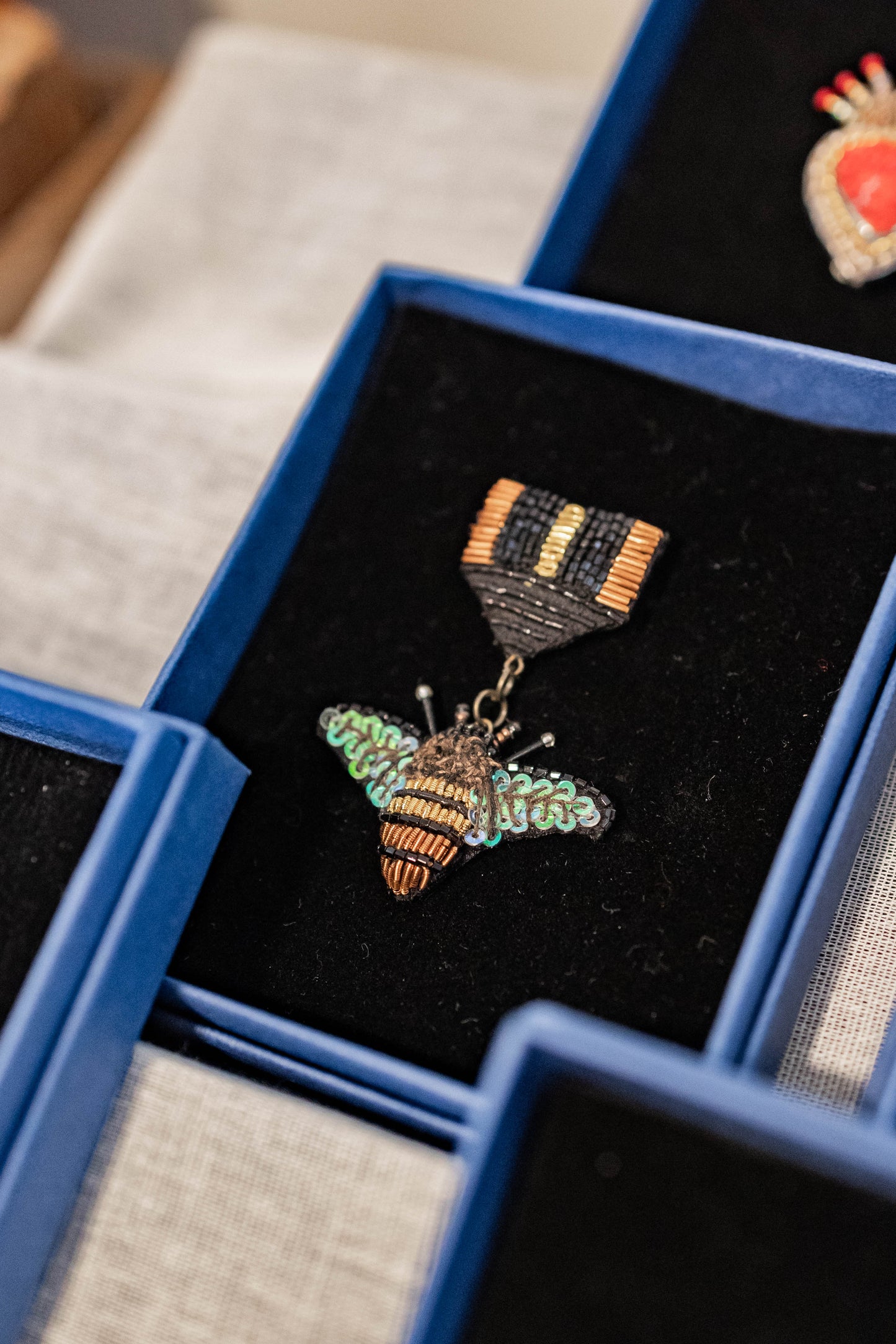 Dazzling Bee Honor Medal Brooch Pin