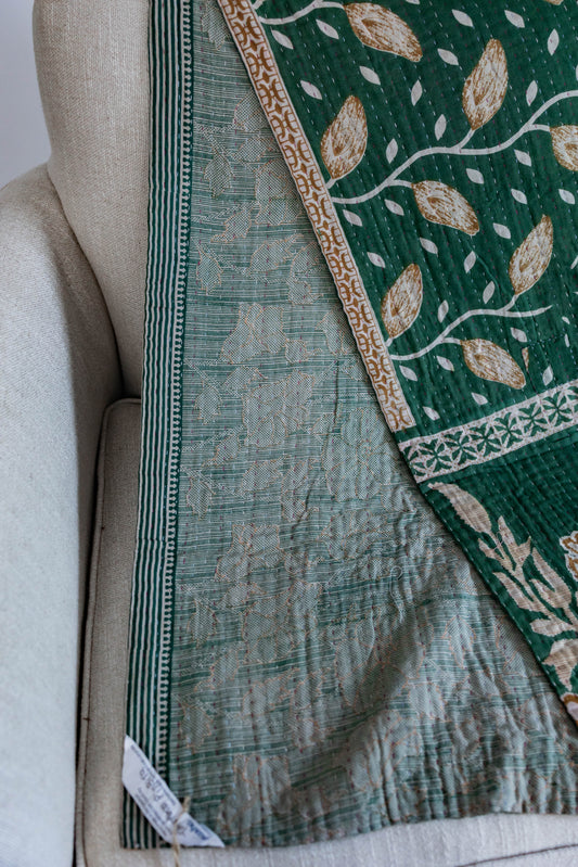 Upcycled Sari Kantha Quilt