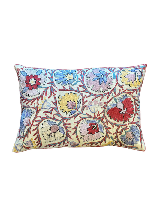 Suzani Climbing Roses Lumbar Cushion Cover