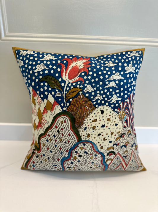 Hand Painted Mountain Scene Cushion Cover