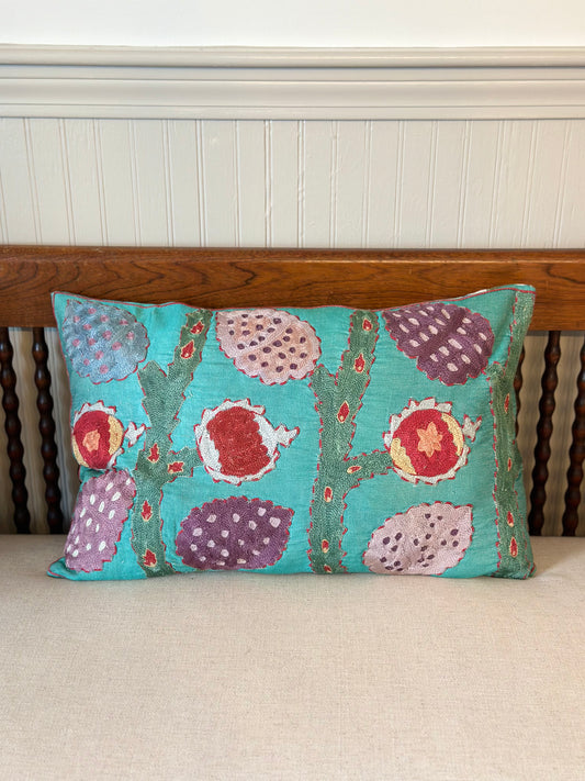 Suzani Christmas Cactus Lumbar Cushion Cover