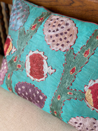 Suzani Christmas Cactus Lumbar Cushion Cover