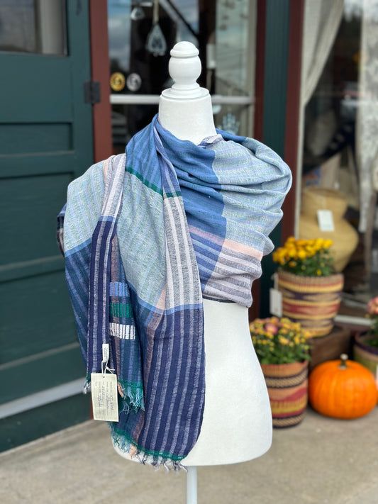 Tulsidas Blue Hand Spun & Woven Scarf