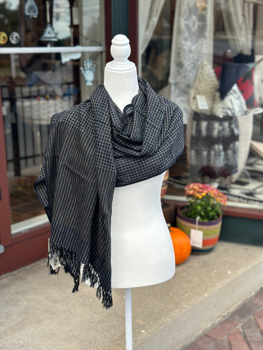 Tulsidas Black Hand Spun & Woven Scarf