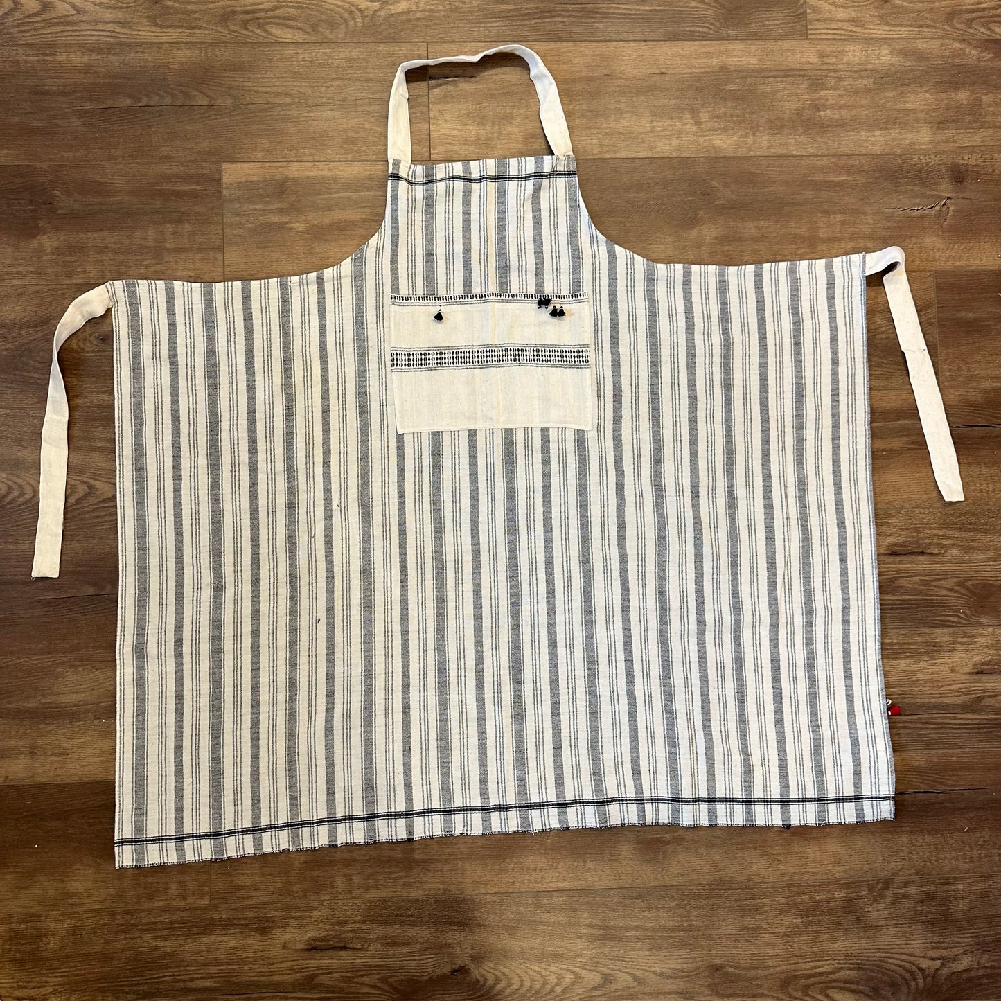 Injiri Rebari Apron - Striped Black and Ivory