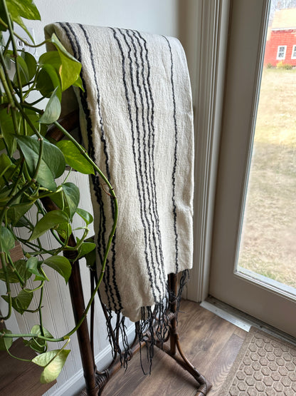 Linear Felted Throw Ivory Black