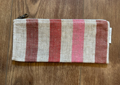 Linen Stripe Zipper Pouch