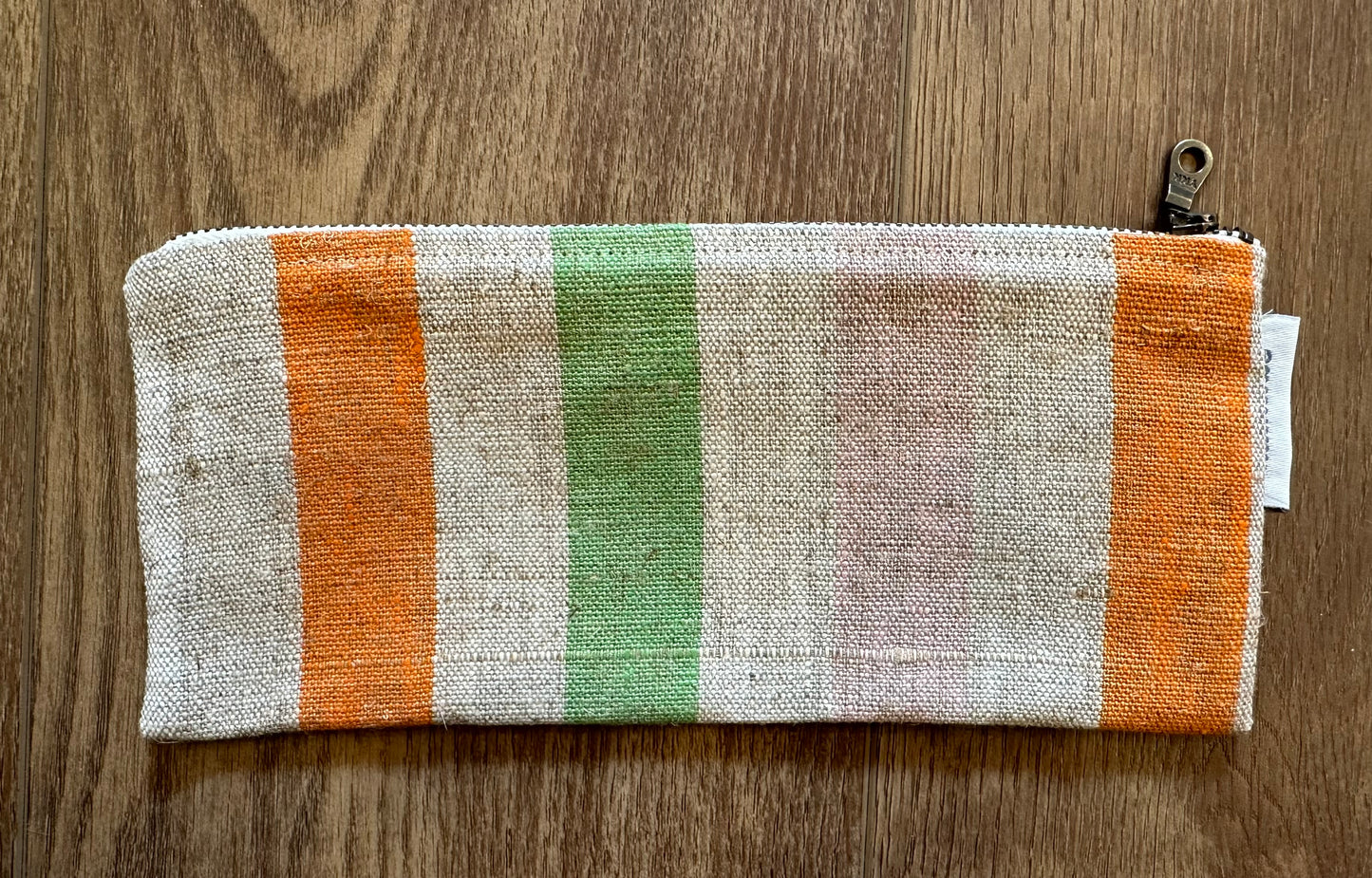 Linen Stripe Zipper Pouch