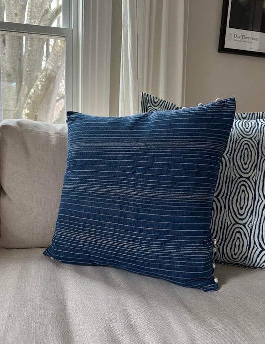 Kantha Stitch Cushion Cover Blue