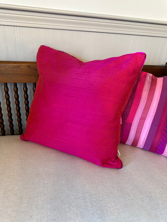 Gulabi Solid Silk Cushion Cover Pink