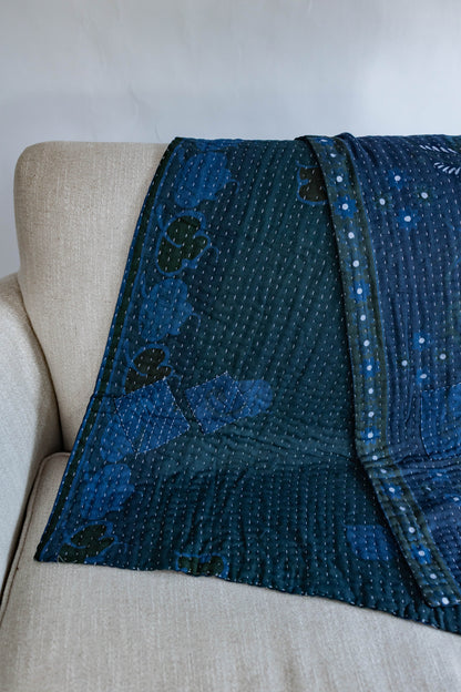 Overdyed Sari Kantha Quilt