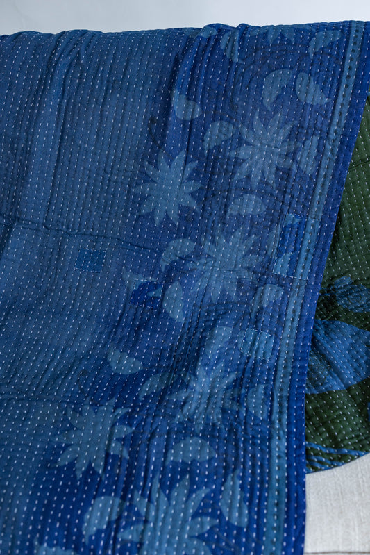 Overdyed Sari Kantha Quilt
