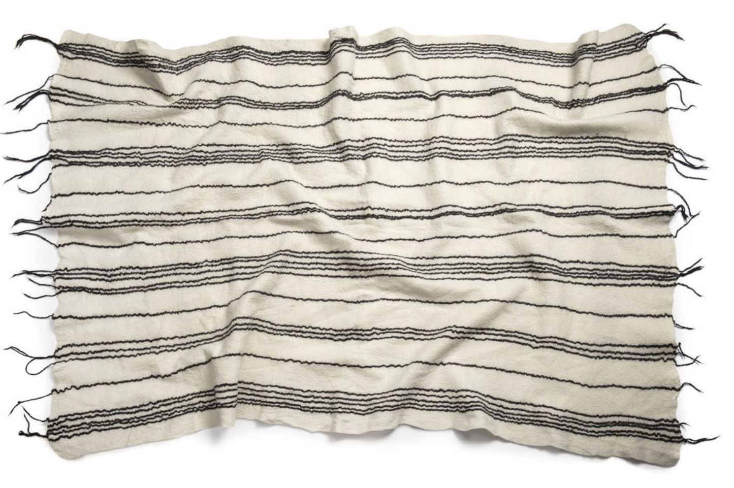 Linear Felted Throw Ivory Black